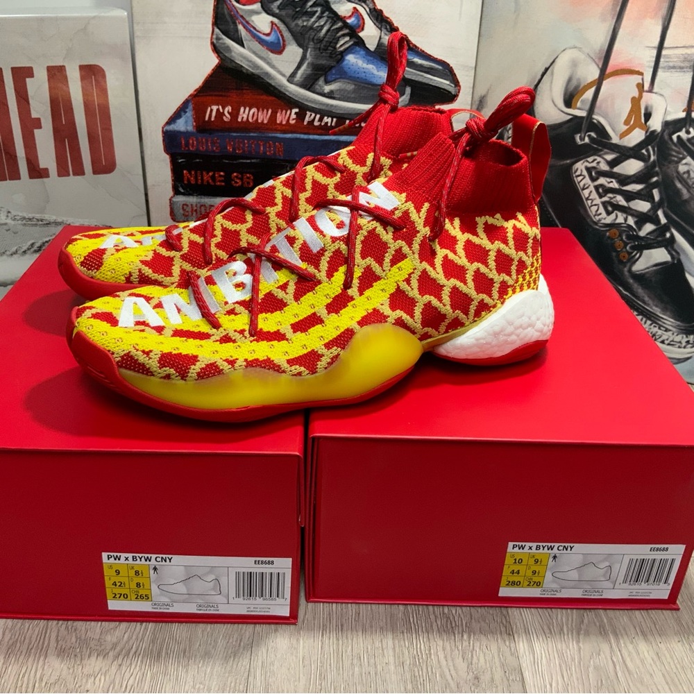 Adidas PW X BYW CNY Pharrell Men's Size 9.5 Chinese New Year Red/Yellow - Picture 7 of 11